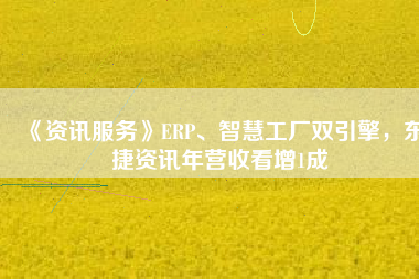 《資訊服務》ERP、智慧工廠雙引擎，東捷資訊年營收看增1成