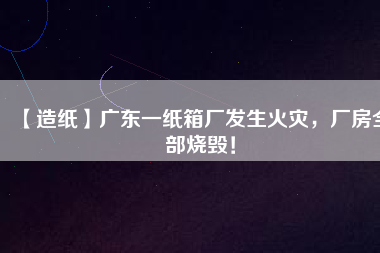 【造紙】廣東一紙箱廠發(fā)生火災，廠房全部燒毀！