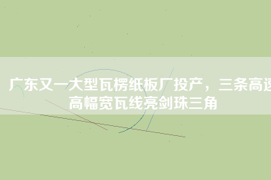 廣東又一大型瓦楞紙板廠投產(chǎn)，三條高速高幅寬瓦線亮劍珠三角