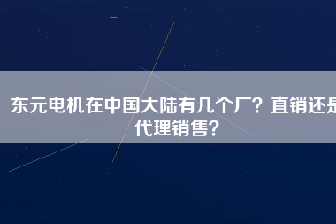 東元電機在中國大陸有幾個廠？直銷還是代理銷售？