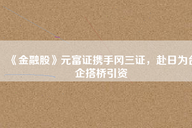 《金融股》元富證攜手岡三證，赴日為臺企搭橋引資