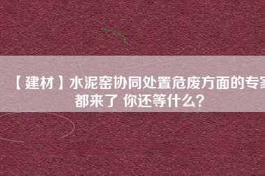 【建材】水泥窯協(xié)同處置危廢方面的專家都來了 你還等什么？
