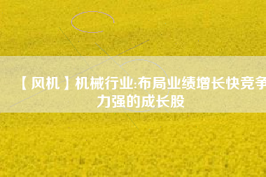 【風(fēng)機(jī)】機(jī)械行業(yè):布局業(yè)績?cè)鲩L快競(jìng)爭(zhēng)力強(qiáng)的成長股