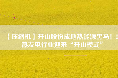 【壓縮機(jī)】開山股份成地?zé)崮茉春隈R！地?zé)岚l(fā)電行業(yè)迎來(lái)“開山模式”