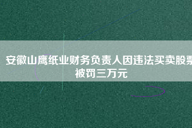 安徽山鷹紙業(yè)財務(wù)負責(zé)人因違法買賣股票被罰三萬元