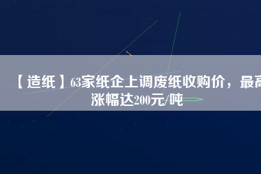 【造紙】63家紙企上調(diào)廢紙收購價，最高漲幅達200元/噸