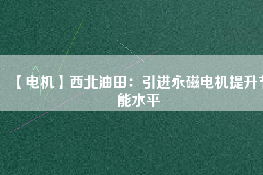 【電機(jī)】西北油田:引進(jìn)永磁電機(jī)提升節(jié)能水平 - TECO東元電機(jī) | 變頻器·伺服電機(jī)·減速機(jī)·電機(jī)解決方案