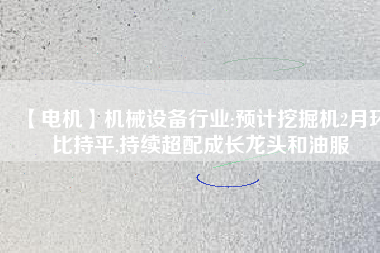 【電機】機械設備行業(yè):預計挖掘機2月環(huán)比持平,持續(xù)超配成長龍頭和油服 - TECO東元電機 | 變頻器·伺服電機·減速機·電機解決方案