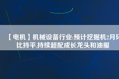【電機】機械設備行業(yè):預計挖掘機2月環(huán)比持平,持續(xù)超配成長龍頭和油服 - TECO東元電機 | 變頻器·伺服電機·減速機·電機解決方案