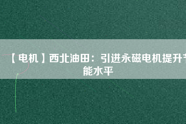【電機(jī)】西北油田:引進(jìn)永磁電機(jī)提升節(jié)能水平 - TECO東元電機(jī) | 變頻器·伺服電機(jī)·減速機(jī)·電機(jī)解決方案