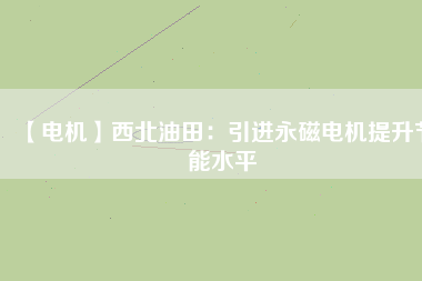 【電機(jī)】西北油田:引進(jìn)永磁電機(jī)提升節(jié)能水平 - TECO東元電機(jī) | 變頻器·伺服電機(jī)·減速機(jī)·電機(jī)解決方案