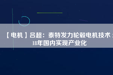【電機(jī)】呂超：泰特發(fā)力輪轂電機(jī)技術(shù) 2018年國內(nèi)實現(xiàn)產(chǎn)業(yè)化 - TECO東元電機(jī) | 變頻器·伺服電機(jī)·減速機(jī)·電機(jī)解決方案