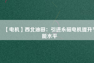 【電機(jī)】西北油田:引進(jìn)永磁電機(jī)提升節(jié)能水平 - TECO東元電機(jī) | 變頻器·伺服電機(jī)·減速機(jī)·電機(jī)解決方案