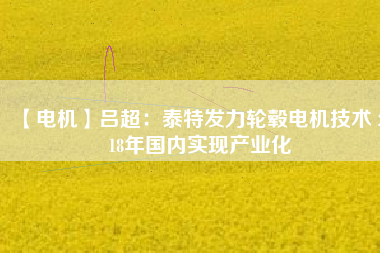 【電機(jī)】呂超：泰特發(fā)力輪轂電機(jī)技術(shù) 2018年國內(nèi)實現(xiàn)產(chǎn)業(yè)化 - TECO東元電機(jī) | 變頻器·伺服電機(jī)·減速機(jī)·電機(jī)解決方案