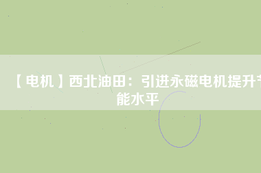 【電機(jī)】西北油田:引進(jìn)永磁電機(jī)提升節(jié)能水平 - TECO東元電機(jī) | 變頻器·伺服電機(jī)·減速機(jī)·電機(jī)解決方案