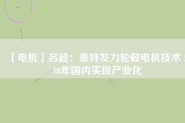 【電機(jī)】呂超：泰特發(fā)力輪轂電機(jī)技術(shù) 2018年國內(nèi)實現(xiàn)產(chǎn)業(yè)化 - TECO東元電機(jī) | 變頻器·伺服電機(jī)·減速機(jī)·電機(jī)解決方案