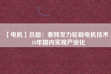 【電機(jī)】呂超：泰特發(fā)力輪轂電機(jī)技術(shù) 2018年國內(nèi)實現(xiàn)產(chǎn)業(yè)化 - TECO東元電機(jī) | 變頻器·伺服電機(jī)·減速機(jī)·電機(jī)解決方案