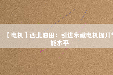 【電機(jī)】西北油田:引進(jìn)永磁電機(jī)提升節(jié)能水平 - TECO東元電機(jī) | 變頻器·伺服電機(jī)·減速機(jī)·電機(jī)解決方案