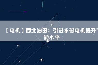 【電機(jī)】西北油田:引進(jìn)永磁電機(jī)提升節(jié)能水平 - TECO東元電機(jī) | 變頻器·伺服電機(jī)·減速機(jī)·電機(jī)解決方案