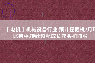 【電機】機械設備行業(yè):預計挖掘機2月環(huán)比持平,持續(xù)超配成長龍頭和油服 - TECO東元電機 | 變頻器·伺服電機·減速機·電機解決方案